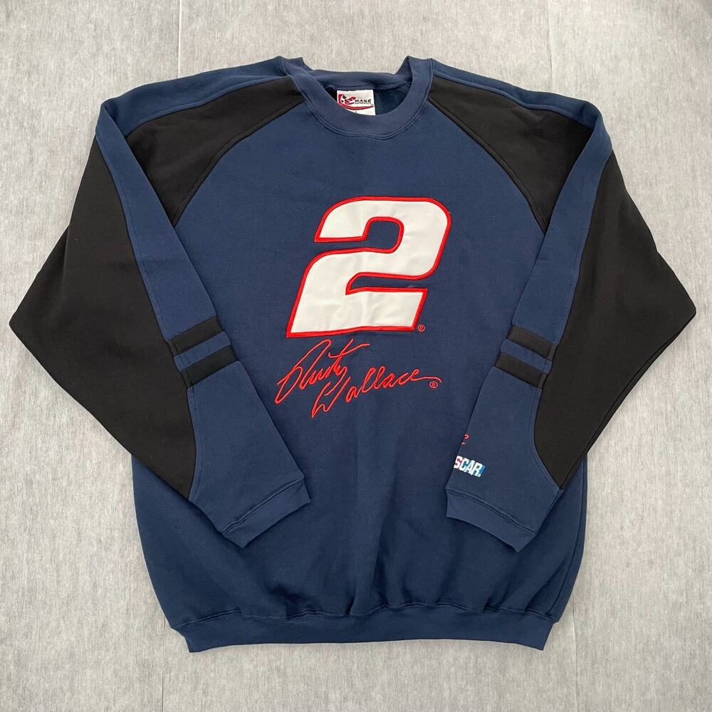 Rusty Wallace Sweater Adult Large Blue Nascar Chase Authentics Pullover Mens L